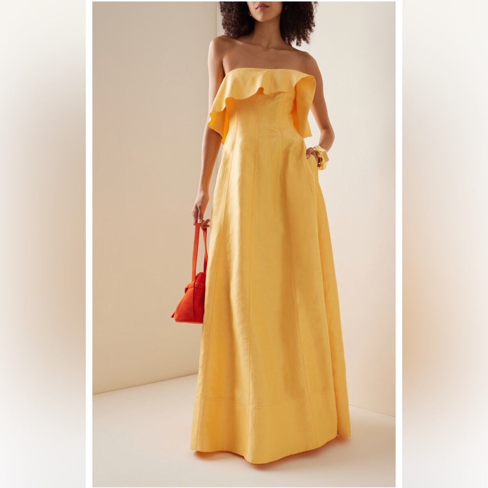 Aje Yellow Strapless Maxi Dress